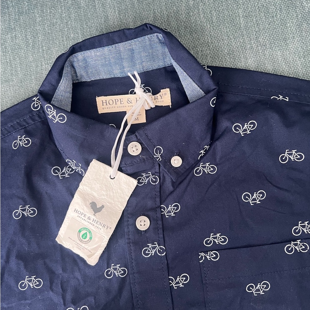 Long sleeve button down with bicycles